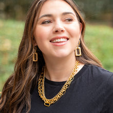 Load image into Gallery viewer, Metallic Rectangle Link Earrings