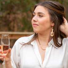 Load image into Gallery viewer, Rectangle Link Tortoise Shell Earrings