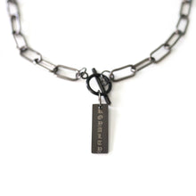 Load image into Gallery viewer, Engraved Bar Paper Clip Necklace