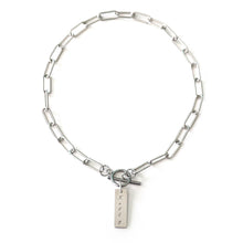 Load image into Gallery viewer, Engraved Bar Paper Clip Necklace