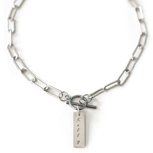 Load image into Gallery viewer, Engraved Bar Paper Clip Necklace