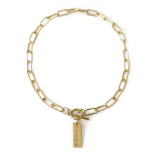 Load image into Gallery viewer, Engraved Bar Paper Clip Necklace