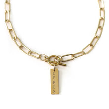 Load image into Gallery viewer, Engraved Bar Paper Clip Necklace