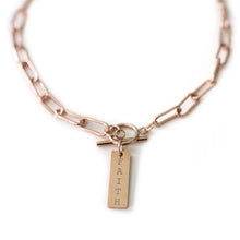 Load image into Gallery viewer, Engraved Bar Paper Clip Necklace