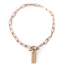 Load image into Gallery viewer, Engraved Bar Paper Clip Necklace