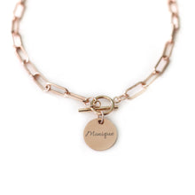 Load image into Gallery viewer, Engraved Coin Paper Clip Necklace