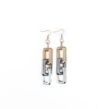 Load image into Gallery viewer, Mixed Metal Acrylic Rectangle Link Earrings