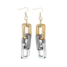 Load image into Gallery viewer, Mixed Metal Acrylic Rectangle Link Earrings
