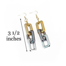 Load image into Gallery viewer, Mixed Metal Acrylic Rectangle Link Earrings
