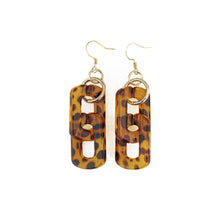 Load image into Gallery viewer, Rectangle Link Tortoise Shell Earrings
