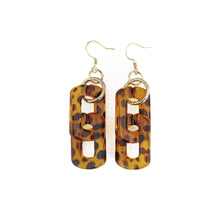 Load image into Gallery viewer, Rectangle Link Tortoise Shell Earrings