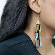 Load image into Gallery viewer, Mixed Metal Acrylic Rectangle Link Earrings