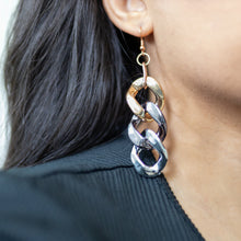 Load image into Gallery viewer, Mixed Metal Acrylic Cuban Link Earrings