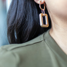Load image into Gallery viewer, Metallic Rectangle Link Earrings
