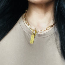 Load image into Gallery viewer, Engraved Bar Paper Clip Necklace