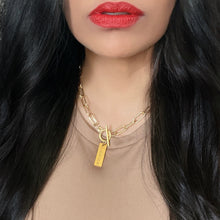 Load image into Gallery viewer, Engraved Bar Paper Clip Necklace
