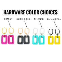 Load image into Gallery viewer, Matte Rectangle Link Earrings