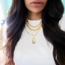 Load image into Gallery viewer, Layered Carabiner Lock Necklace Set