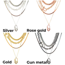 Load image into Gallery viewer, Layered Carabiner Lock Necklace Set