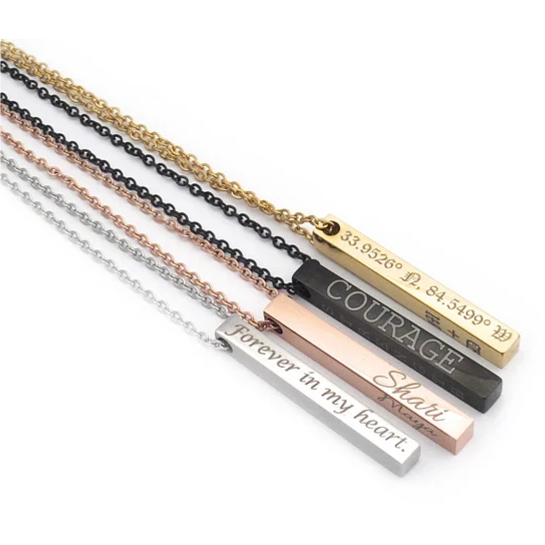 Engraved Bar Necklace